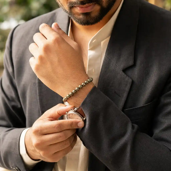 Natural Pyrite Bracelet 8mm | Wealth & Confidence | Amodr