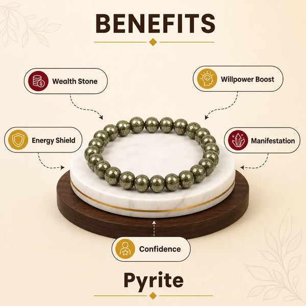 Natural Pyrite Bracelet 8mm | Wealth & Confidence | Amodr