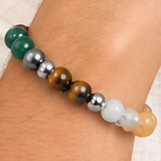 Close-up of the Dhan Yog bracelet on the wrist